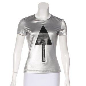 VINTAGE MOSCHINO LIFE METALLIC T-SHIRT SZ M